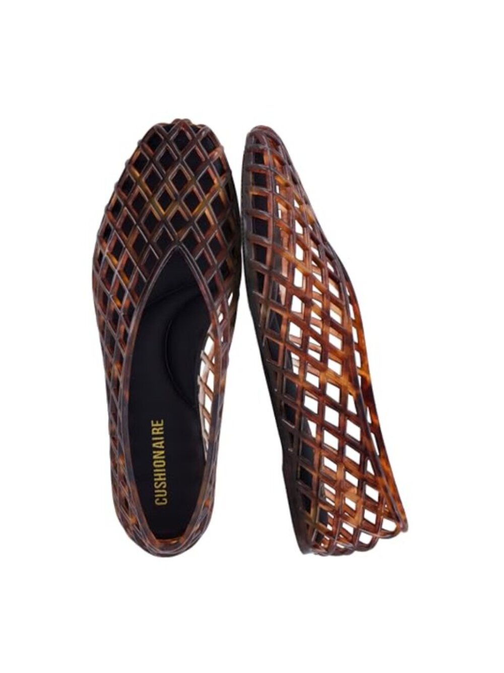 CUSHIONAIRE Siesta Lattice Ballet Flats Slip On Pointed Toe Jelly Shoes